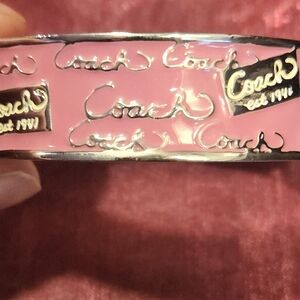 Coach Vintage  Pink and Silver Wide Bangle Bracelet